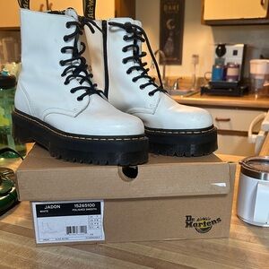 Dr. Martens Women's White jaden platform boots